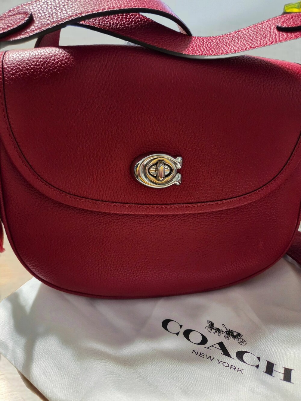 Coach Red Pebbled Leather Willow Saddlebag - Picture 10 of 10